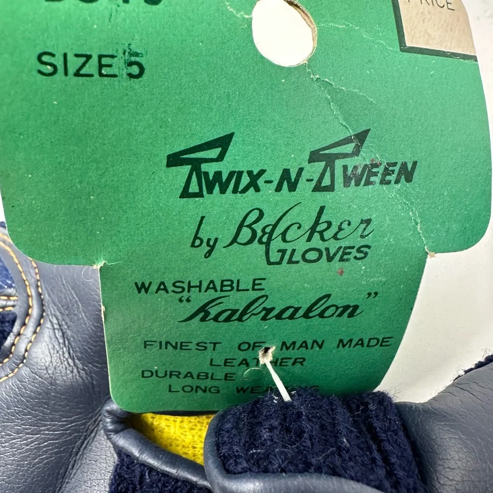 Vintage 70's Twix-N-Tween By Becker Gloves Boys Denim Insulated Sz 5 NEW Rare!!
